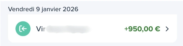 Virement +950€